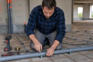 passage tuyaux pvc dans dalle béton