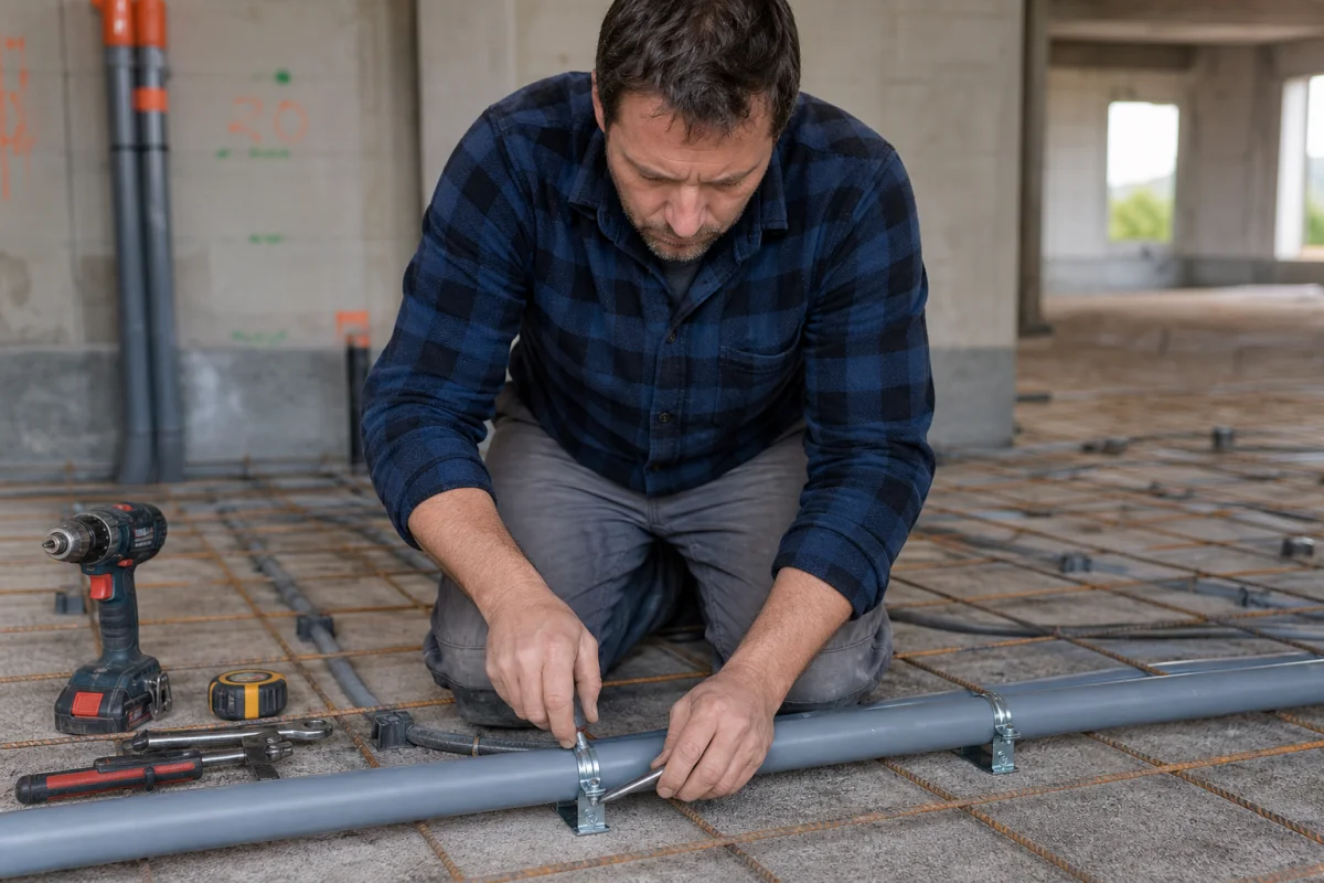 passage tuyaux pvc dans dalle béton